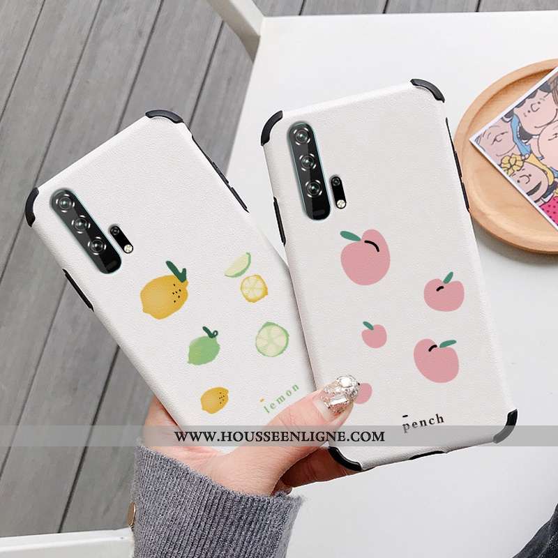 Housse Honor 20 Pro Modèle Fleurie Silicone Soie Mulberry Frais Citron Étui Petit Blanche