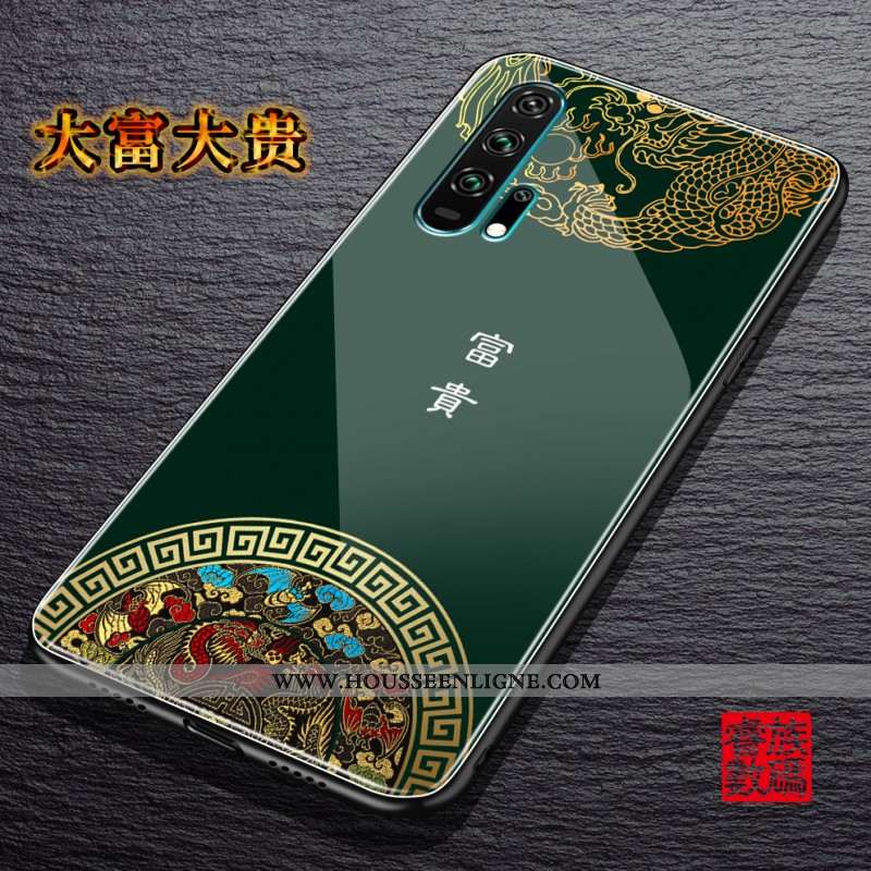 Housse Honor 20 Pro Protection Verre Noir Téléphone Portable Vent Créatif Élégant