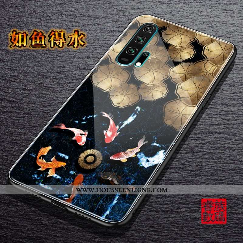 Housse Honor 20 Pro Protection Verre Noir Téléphone Portable Vent Créatif Élégant