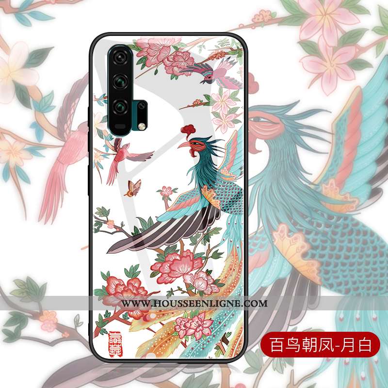 Housse Honor 20 Pro Tendance Légère Créatif Oiseau Vintage Étui Blanc Blanche