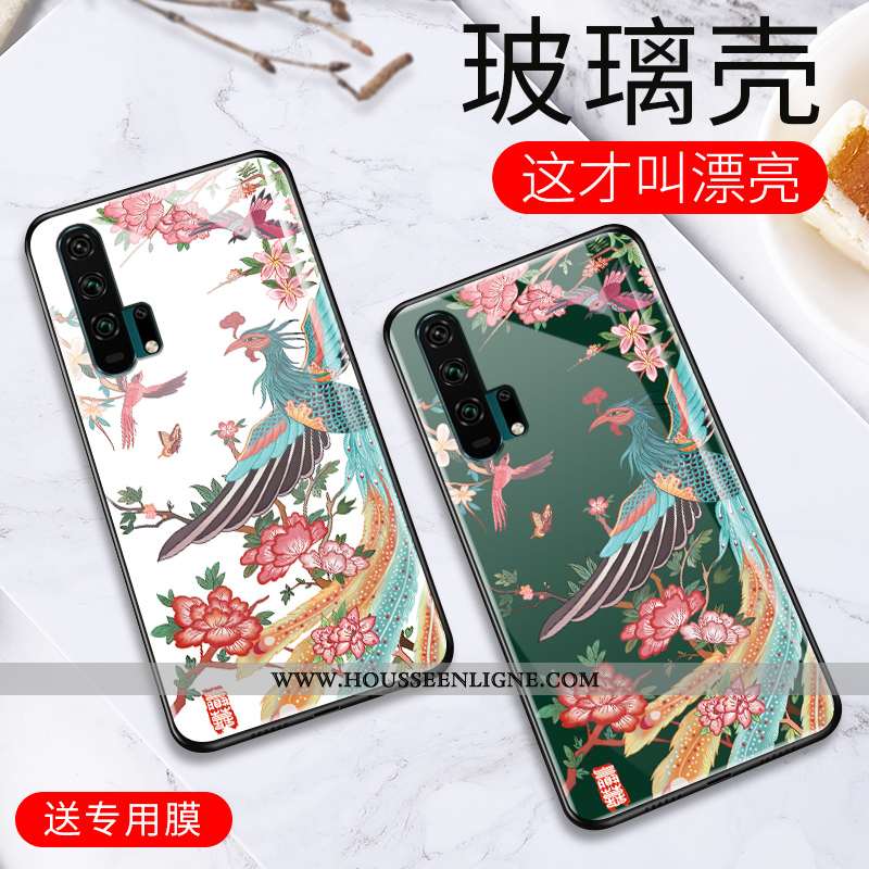 Housse Honor 20 Pro Tendance Légère Créatif Oiseau Vintage Étui Blanc Blanche