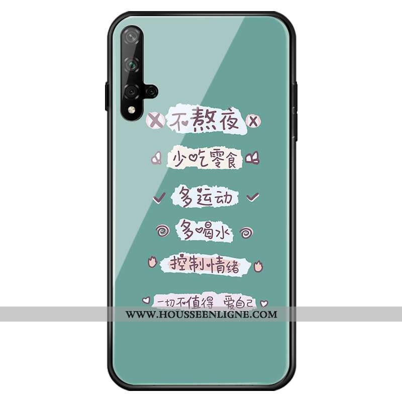 Housse Honor 20 Protection Verre Coque Vert Téléphone Portable Jeunesse Créatif Verte