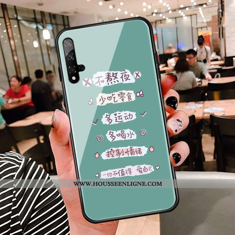 Housse Honor 20 Protection Verre Coque Vert Téléphone Portable Jeunesse Créatif Verte