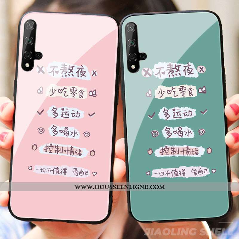 Housse Honor 20 Protection Verre Coque Vert Téléphone Portable Jeunesse Créatif Verte