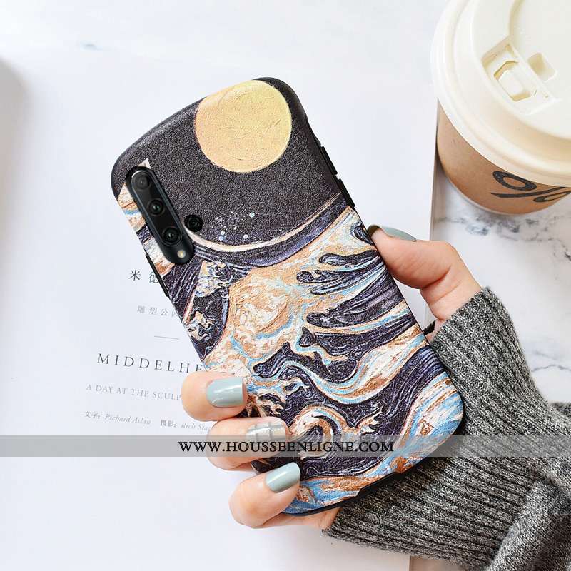 Housse Honor 20 Tendance Modèle Fleurie Europe Coque Petit Gaufrage Soie Mulberry Beige