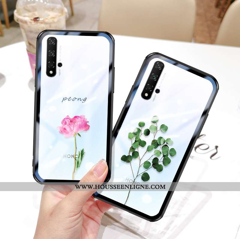 Housse Honor 20 Transparent Tendance Frais Fluide Doux Étui Feuilles Coque Verte