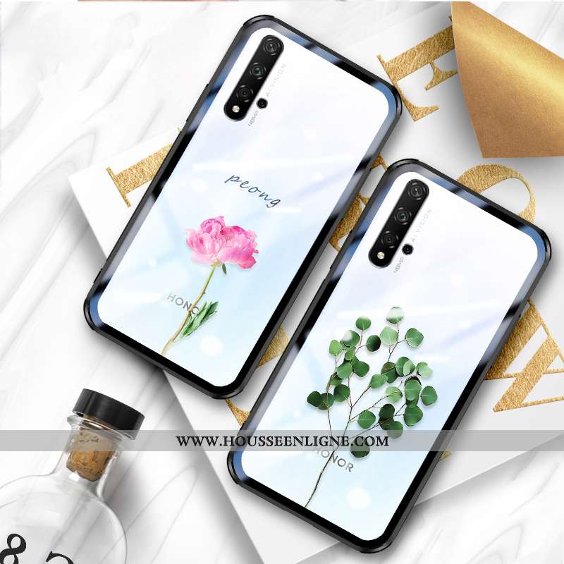 Housse Honor 20 Transparent Tendance Frais Fluide Doux Étui Feuilles Coque Verte