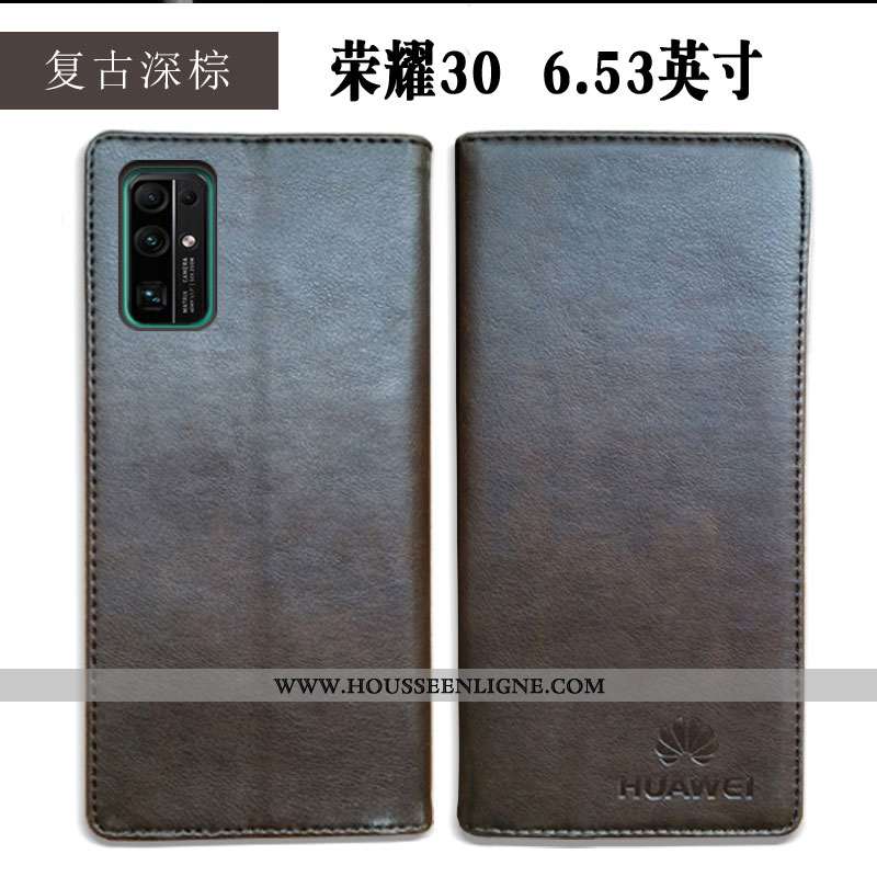 Housse Honor 30 Cuir Véritable Cuir Étui Business Coque Tout Compris Simple Bleu Foncé