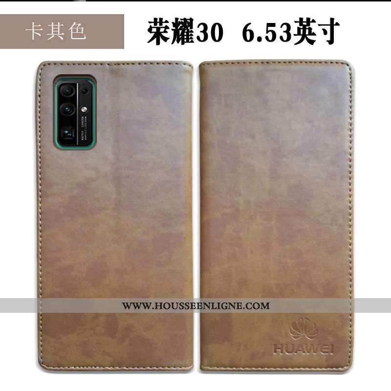 Housse Honor 30 Cuir Véritable Cuir Étui Business Coque Tout Compris Simple Bleu Foncé