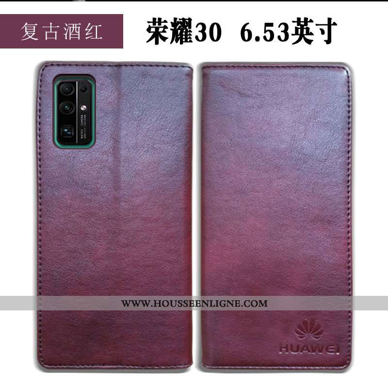 Housse Honor 30 Cuir Véritable Cuir Étui Business Coque Tout Compris Simple Bleu Foncé