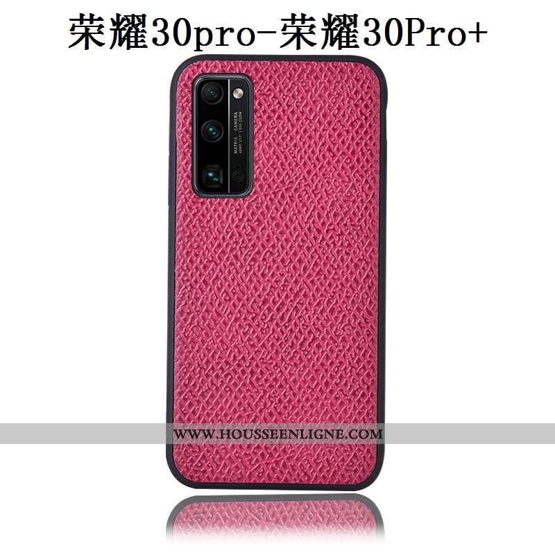 Housse Honor 30 Pro Cuir Véritable Modèle Fleurie Étui Tout Compris Coque Incassable Mesh Rose
