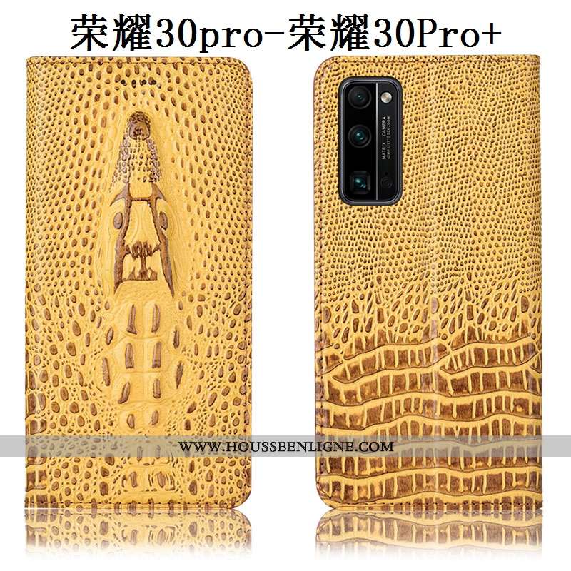 Housse Honor 30 Pro Cuir Véritable Protection Étui Crocodile Coque Noir