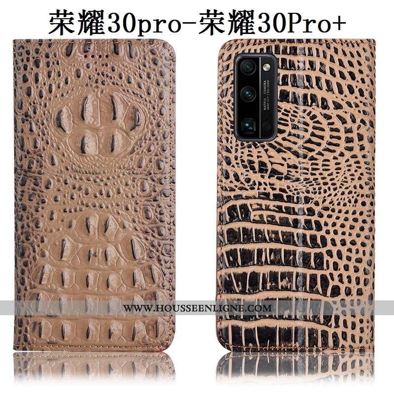 Housse Honor 30 Pro Cuir Véritable Protection Étui Téléphone Portable Incassable Tout Compris Khaki