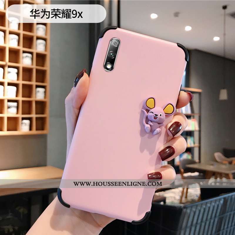 Housse Honor 9x Dessin Animé Charmant Protection Incassable Net Rouge Coque Simple Rose