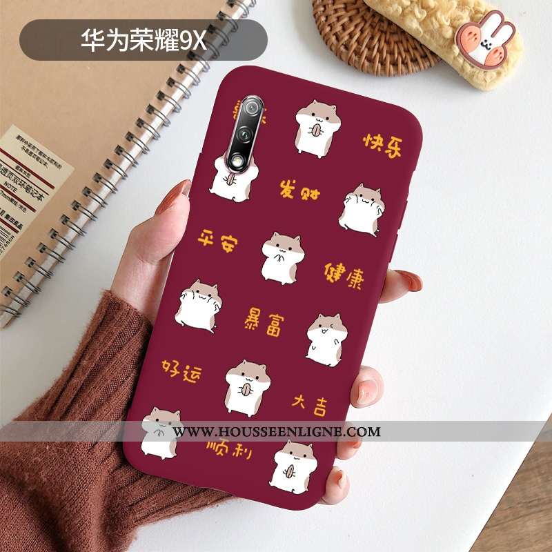 Housse Honor 9x Délavé En Daim Ultra Incassable Tout Compris Rouge Tendance Nouveau