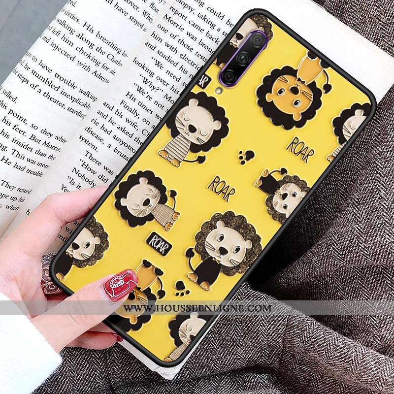 Housse Honor 9x Pro Gaufrage Silicone Peinture Protection Téléphone Portable Lion Net Rouge Jaune