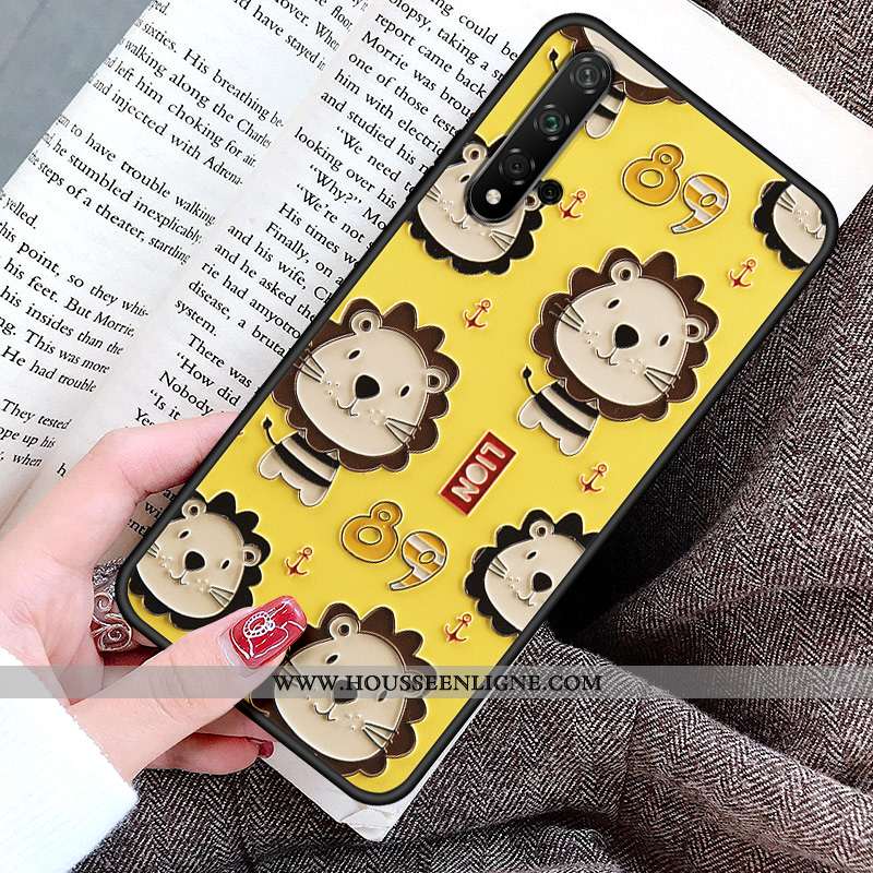 Housse Honor 9x Pro Gaufrage Silicone Peinture Protection Téléphone Portable Lion Net Rouge Jaune
