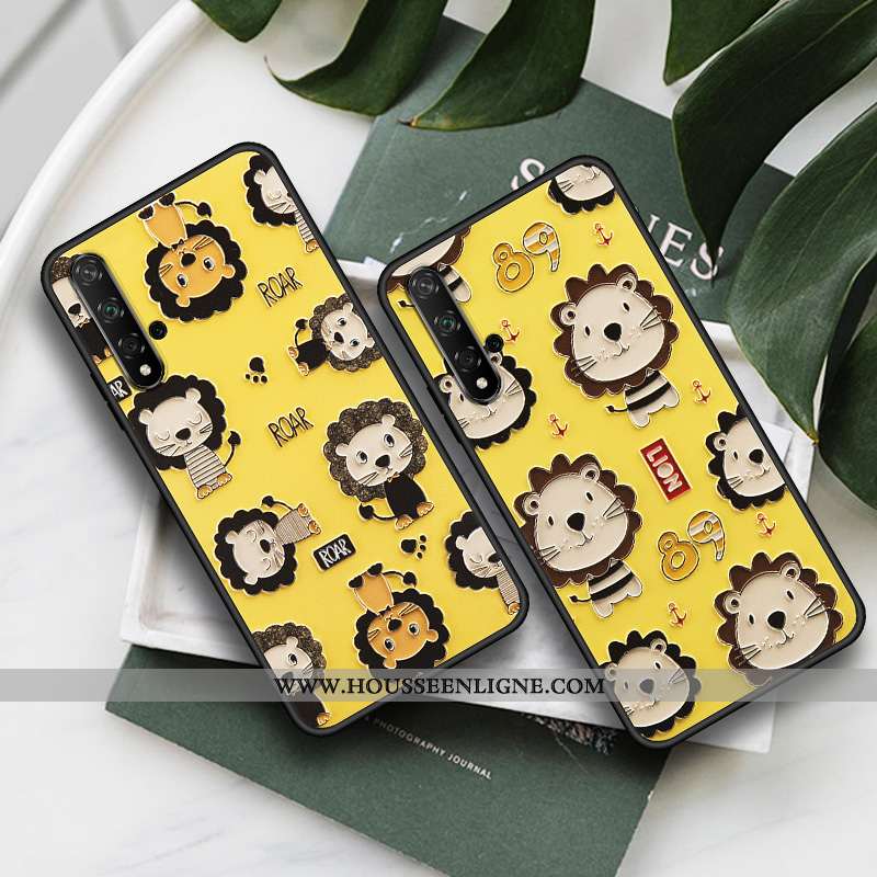 Housse Honor 9x Pro Gaufrage Silicone Peinture Protection Téléphone Portable Lion Net Rouge Jaune