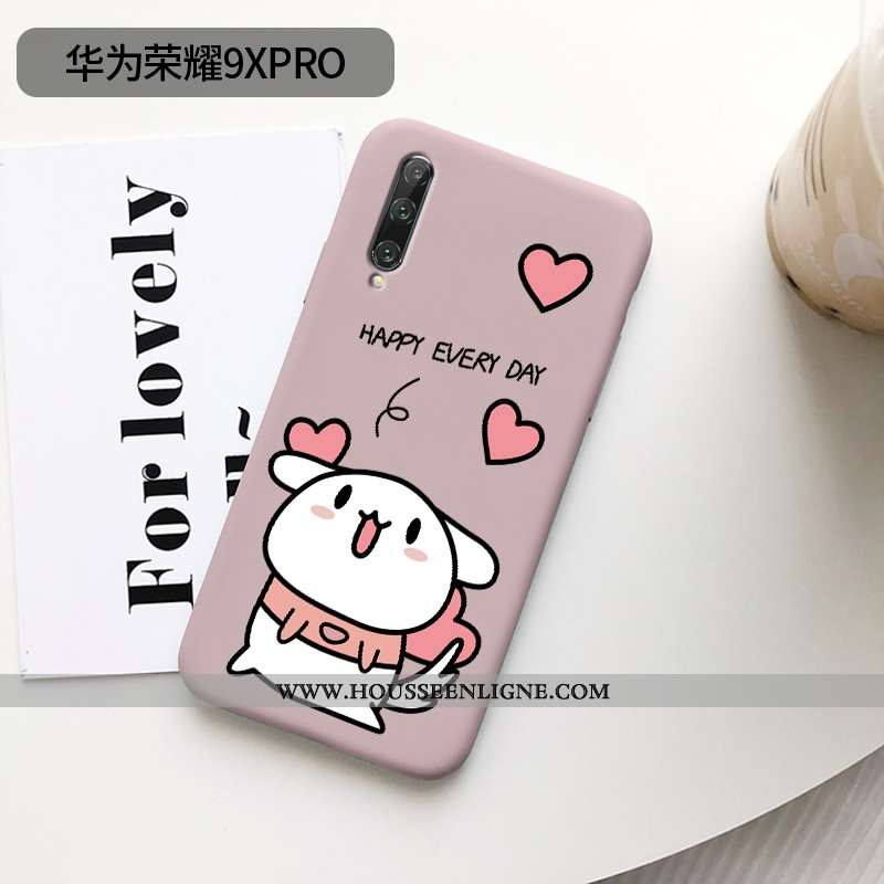 Housse Honor 9x Pro Légère Fluide Doux Coque Amour Chiens Silicone Protection Rose