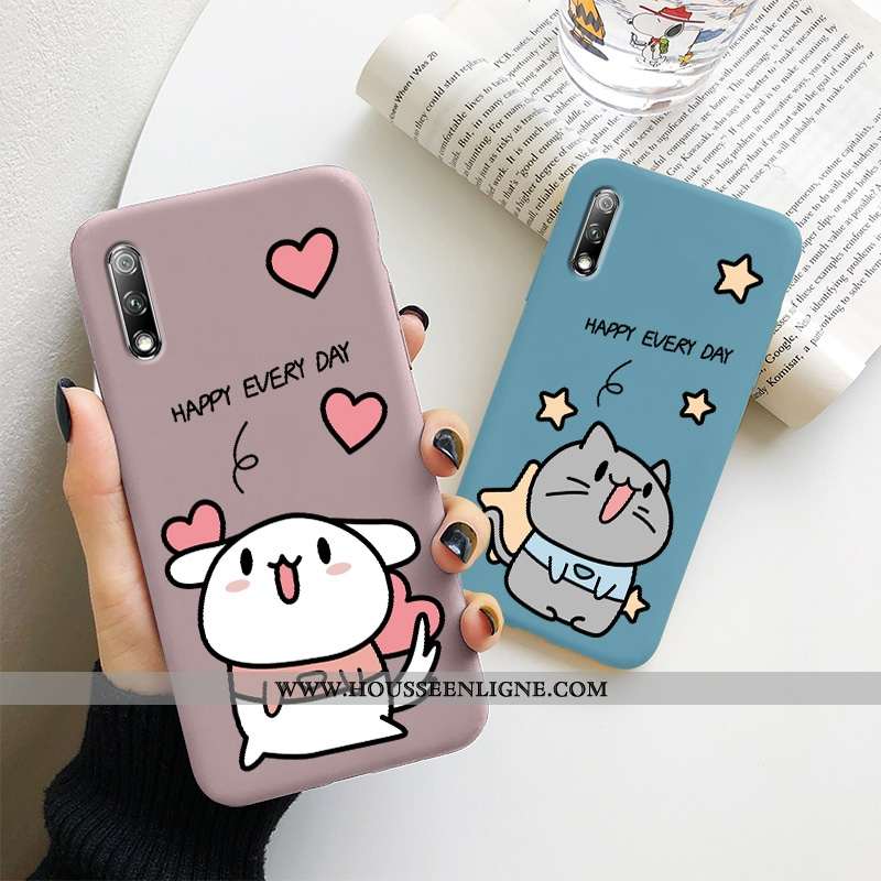 Housse Honor 9x Pro Légère Fluide Doux Coque Amour Chiens Silicone Protection Rose