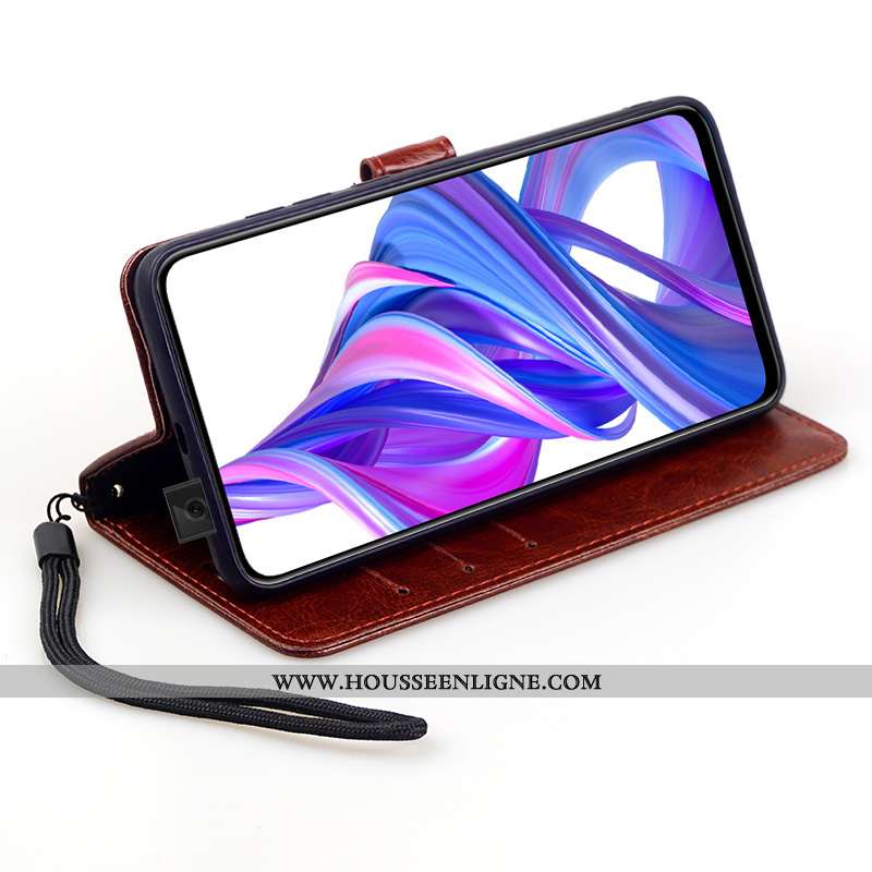 Housse Honor 9x Pro Protection Cuir Tempérer Fluide Doux Clamshell Coque Rouge Rose