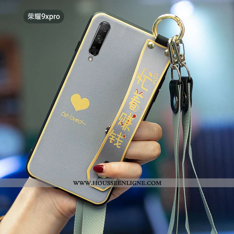 Housse Honor 9x Pro Silicone Délavé En Daim Étui Gris Incassable Personnalité Cœur