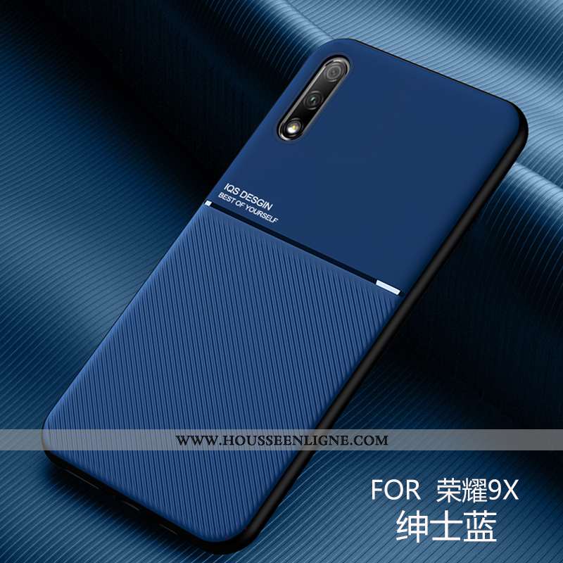 Housse Honor 9x Protection Créatif Ultra Incassable Simple Cuir Nouveau Bleu Foncé