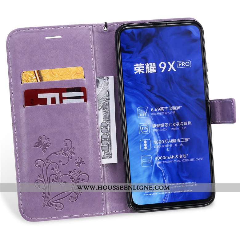 Housse Honor 9x Protection Cuir Jaune Étui Silicone Incassable Téléphone Portable