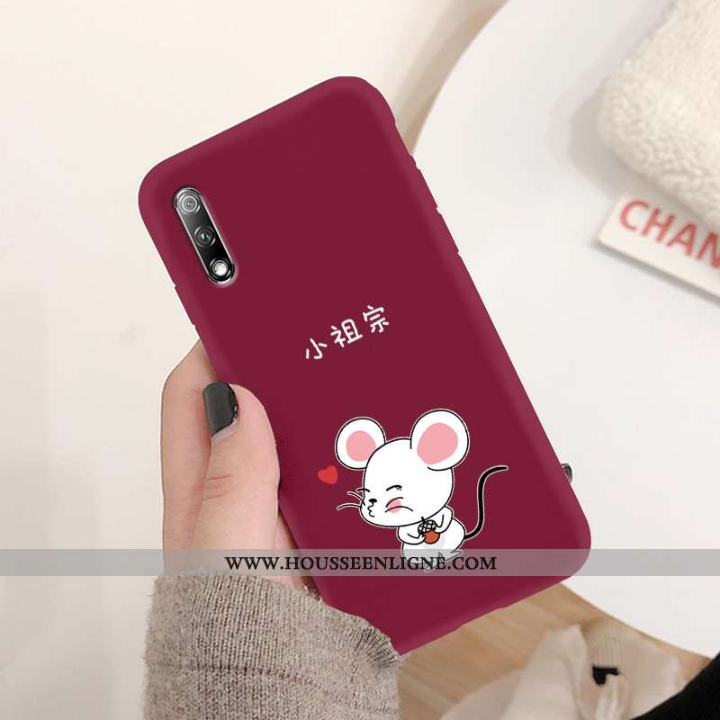 Housse Honor 9x Ultra Légère Frais Délavé En Daim Incassable Personnalité Fluide Doux Rouge