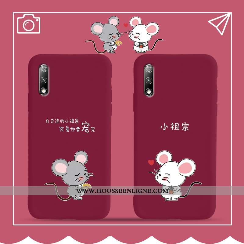 Housse Honor 9x Ultra Légère Frais Délavé En Daim Incassable Personnalité Fluide Doux Rouge