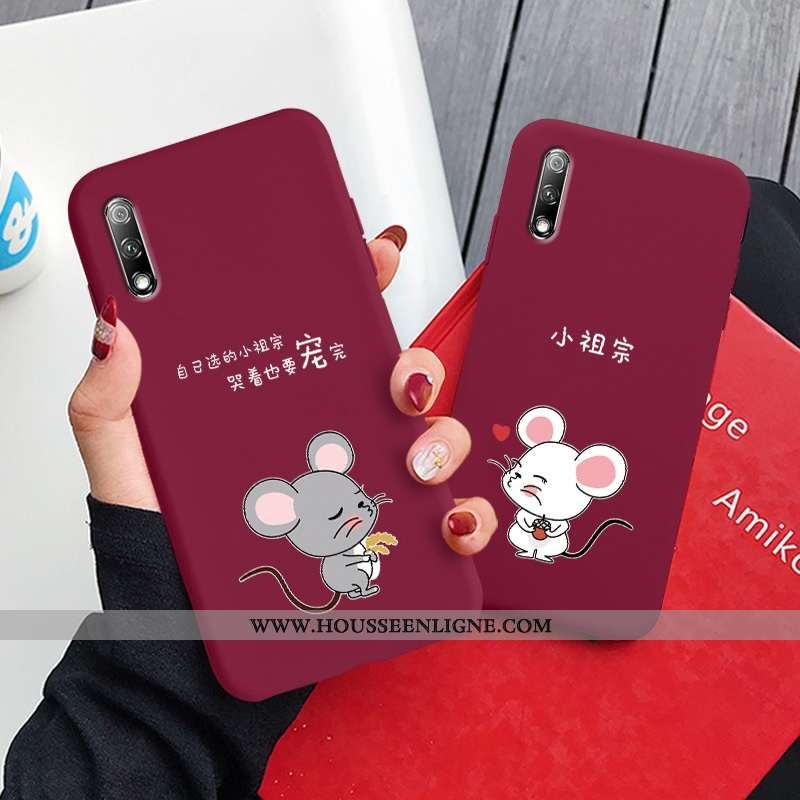 Housse Honor 9x Ultra Légère Frais Délavé En Daim Incassable Personnalité Fluide Doux Rouge