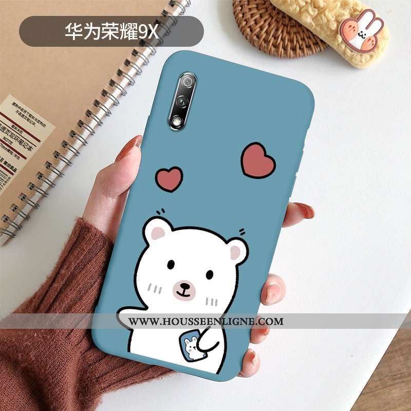 Housse Honor 9x Ultra Légère Simple Lapin Créatif Téléphone Portable Tout Compris Bleu