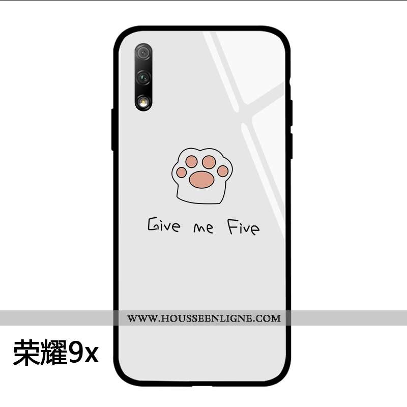 Housse Honor 9x Verre Personnalité Téléphone Portable Chat Silicone Blanc Mignonne Blanche