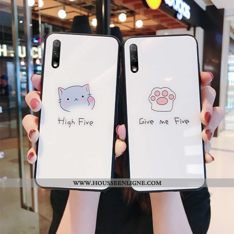 Housse Honor 9x Verre Personnalité Téléphone Portable Chat Silicone Blanc Mignonne Blanche