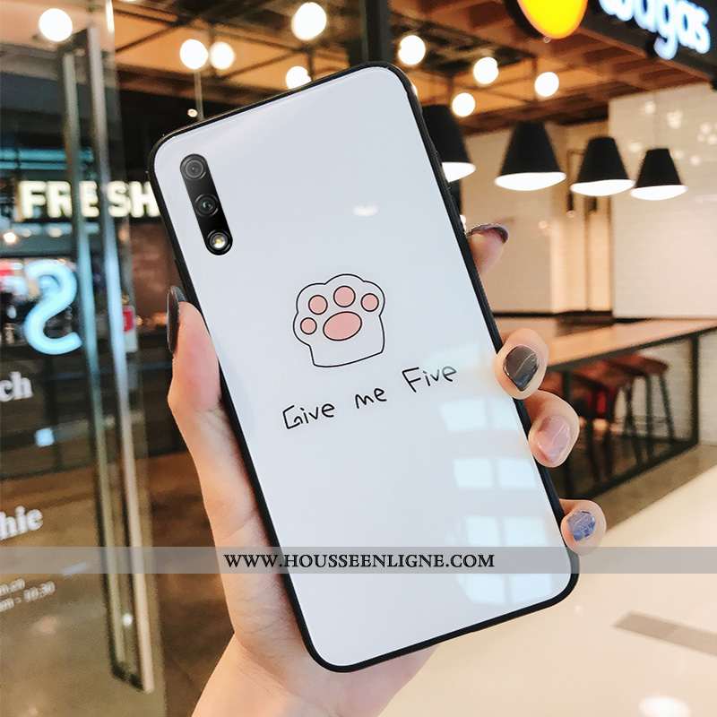 Housse Honor 9x Verre Personnalité Téléphone Portable Chat Silicone Blanc Mignonne Blanche