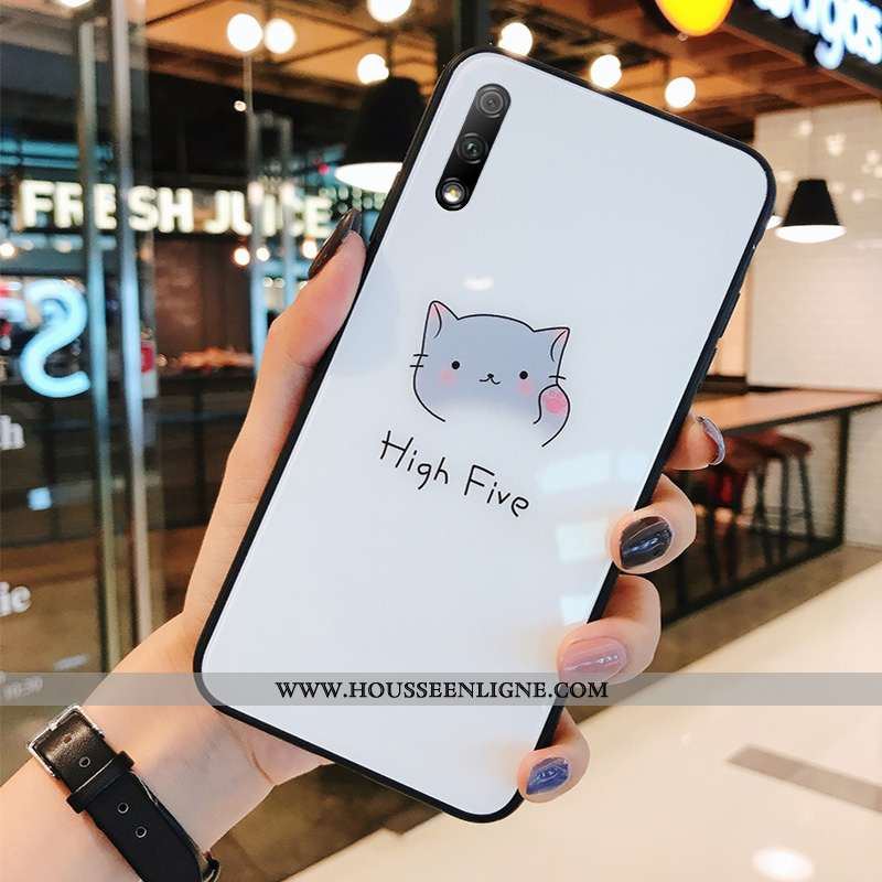 Housse Honor 9x Verre Personnalité Téléphone Portable Chat Silicone Blanc Mignonne Blanche
