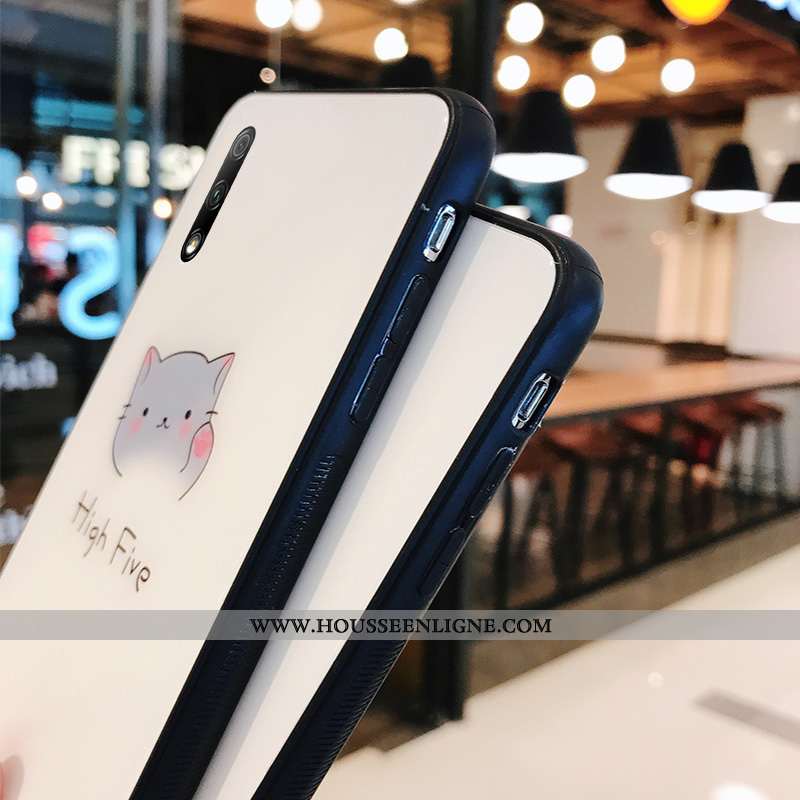Housse Honor 9x Verre Personnalité Téléphone Portable Chat Silicone Blanc Mignonne Blanche