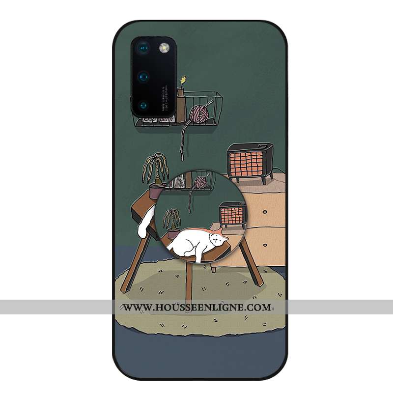 Housse Honor View30 Charmant Fluide Doux Étui Dessin Animé Vert Silicone Incassable Verte