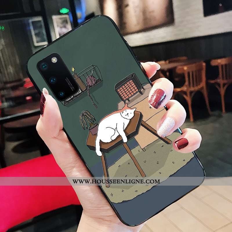 Housse Honor View30 Charmant Fluide Doux Étui Dessin Animé Vert Silicone Incassable Verte