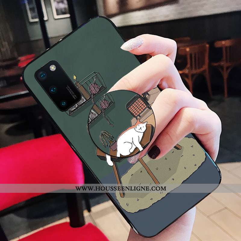 Housse Honor View30 Charmant Fluide Doux Étui Dessin Animé Vert Silicone Incassable Verte