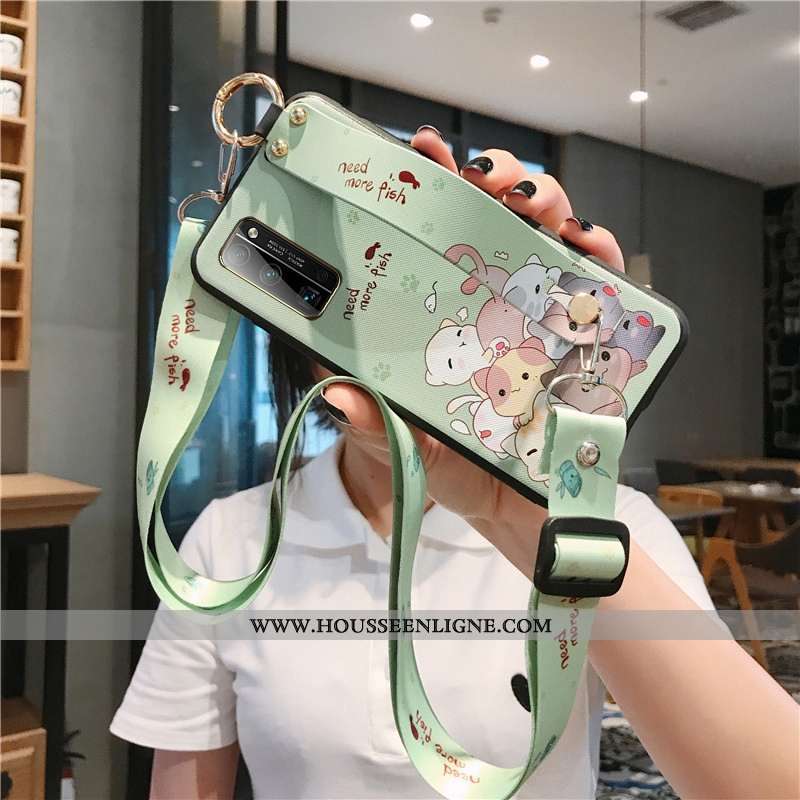 Housse Honor View30 Fluide Doux Mode Étui Créatif Vert Dessin Animé Téléphone Portable Verte