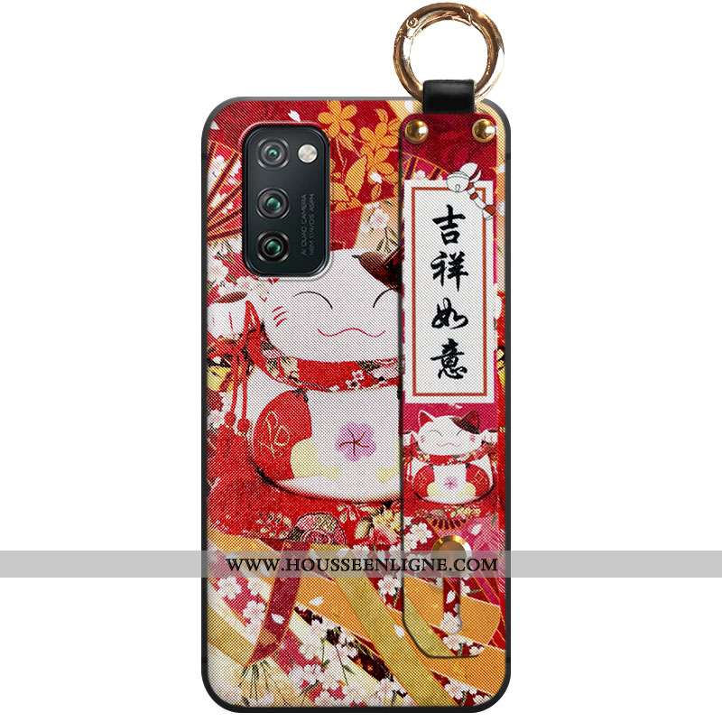 Housse Honor View30 Fluide Doux Personnalité Ornements Suspendus Téléphone Portable Coque Chat Rouge