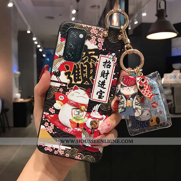 Housse Honor View30 Fluide Doux Personnalité Ornements Suspendus Téléphone Portable Coque Chat Rouge