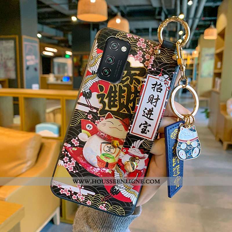 Housse Honor View30 Fluide Doux Personnalité Ornements Suspendus Téléphone Portable Coque Chat Rouge