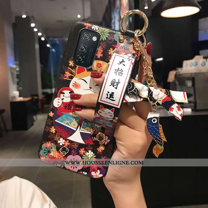 Housse Honor View30 Fluide Doux Personnalité Ornements Suspendus Téléphone Portable Coque Chat Rouge