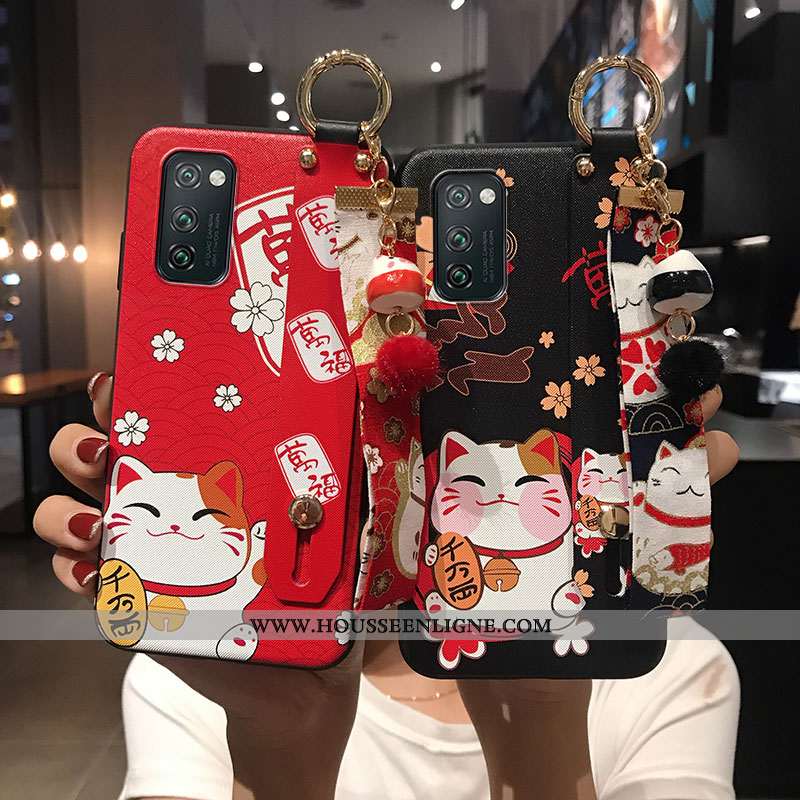 Housse Honor View30 Fluide Doux Personnalité Ornements Suspendus Téléphone Portable Coque Chat Rouge