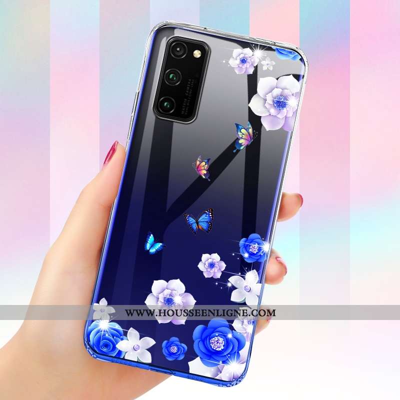 Housse Honor View30 Fluide Doux Silicone Incassable Ballon Créatif Bleu Coque