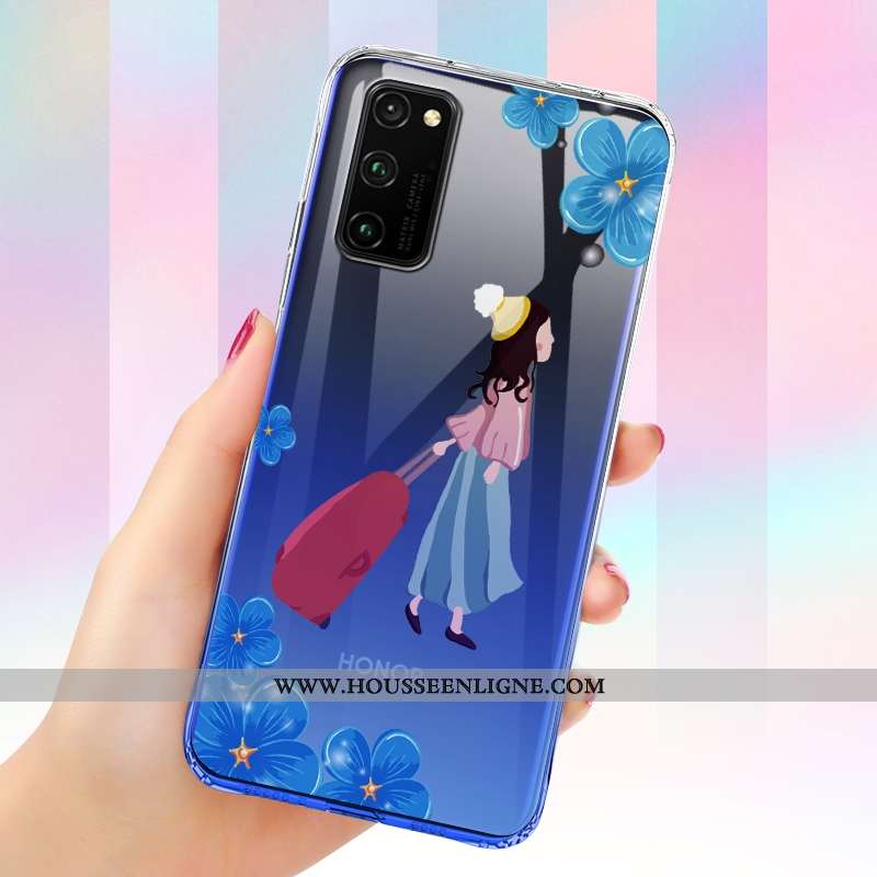 Housse Honor View30 Fluide Doux Silicone Incassable Ballon Créatif Bleu Coque