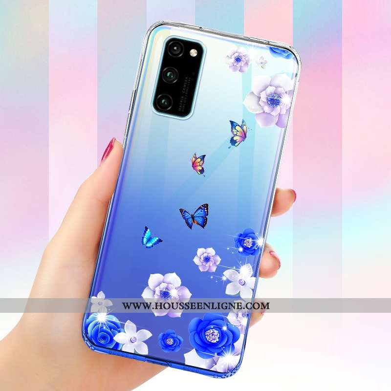 Housse Honor View30 Fluide Doux Silicone Incassable Ballon Créatif Bleu Coque