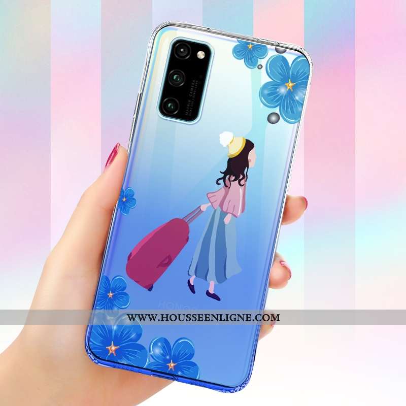 Housse Honor View30 Fluide Doux Silicone Incassable Ballon Créatif Bleu Coque